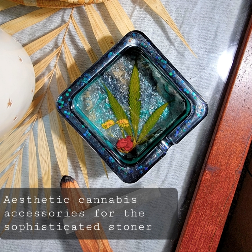 Preserved Canna Leaf Luxury Ashtray | witchy Trinket Dish | 420 Gift